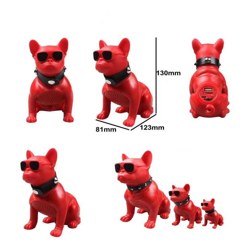 GENERICO - Parlante Portátil+micrófono Perro Bulldog Rojo
