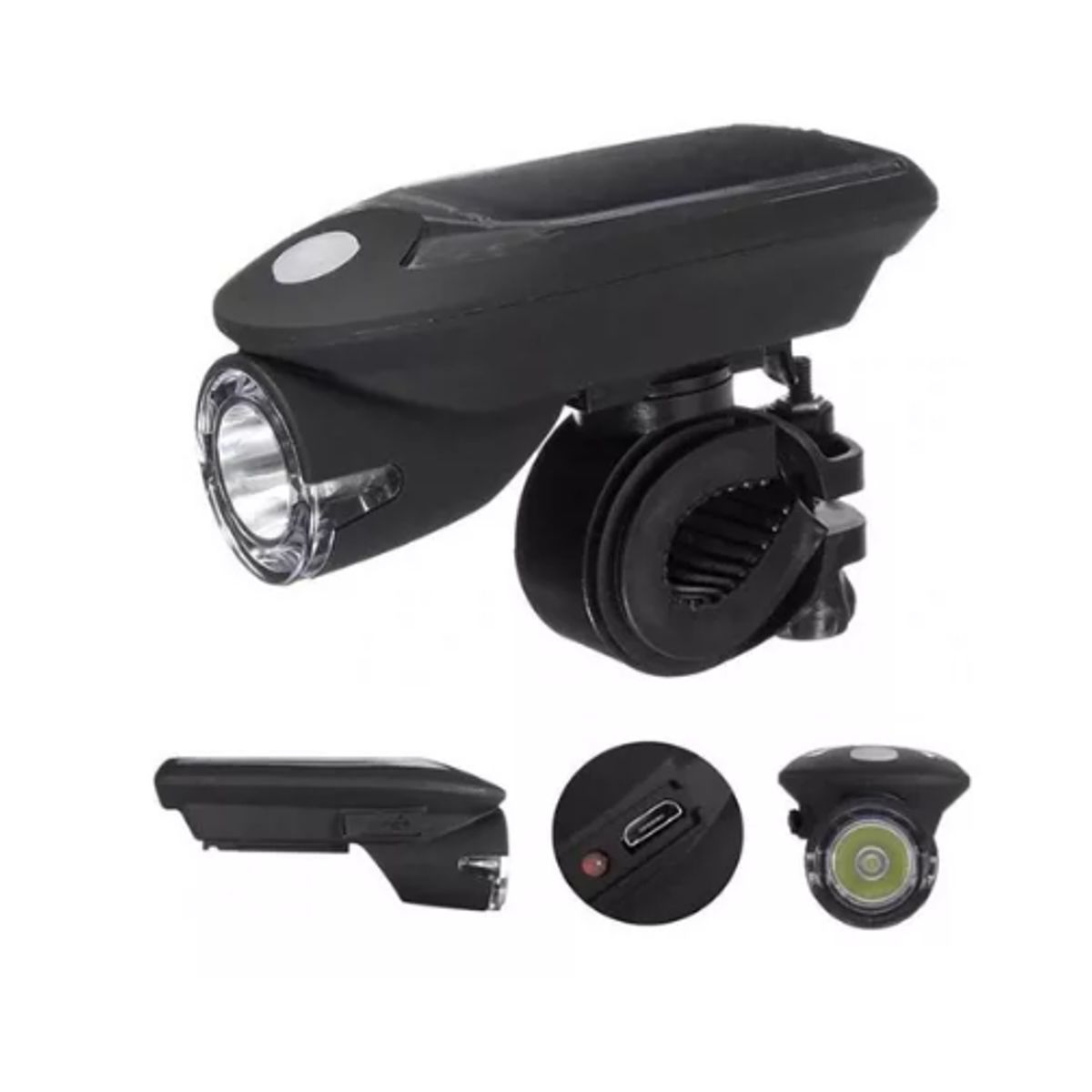 GENERICO - Linterna Luz Led Carga Solar Usb Bicicleta Mastil Bracket