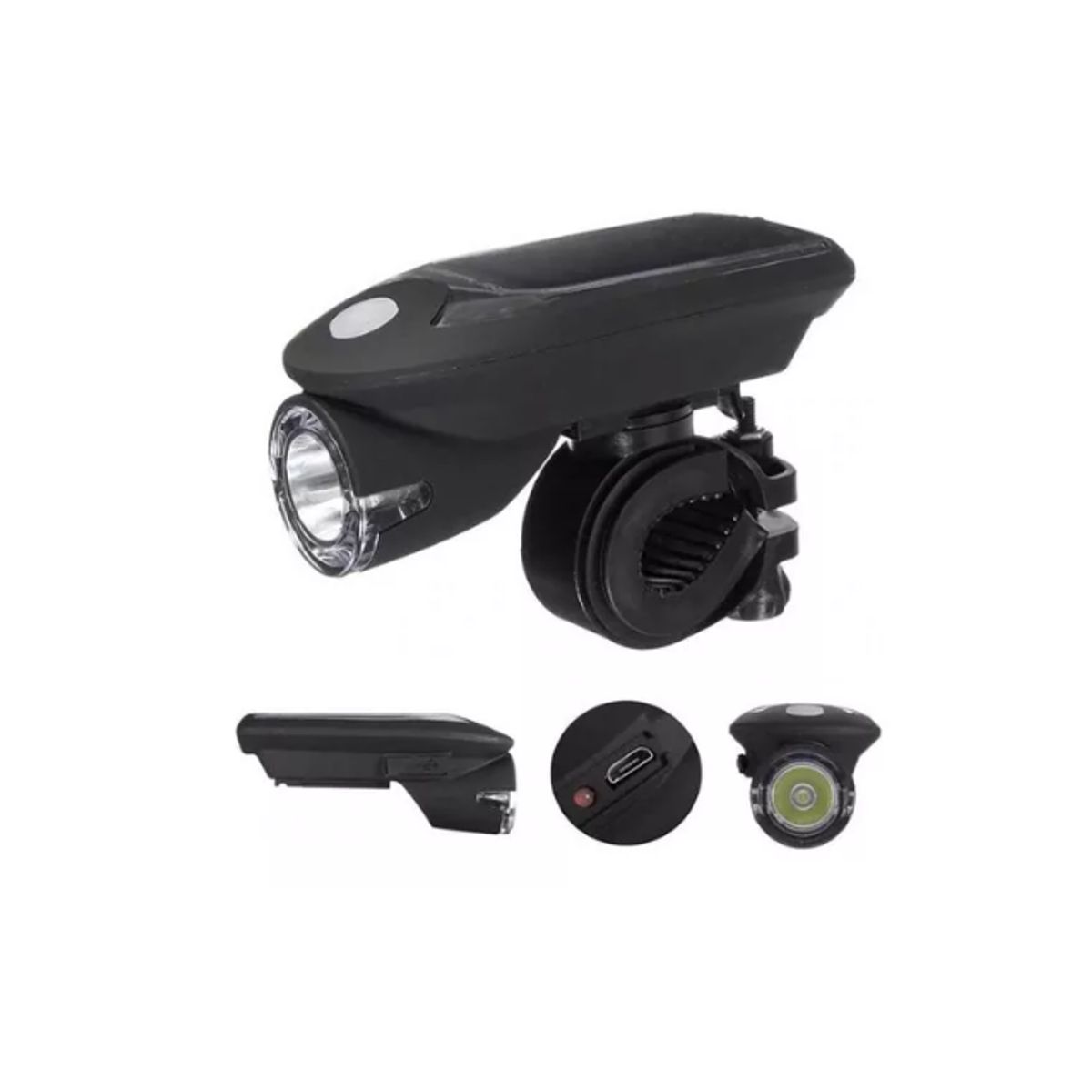GENERICO - Linterna Luz Led Carga Solar Usb Bicicleta Mastil Bracket