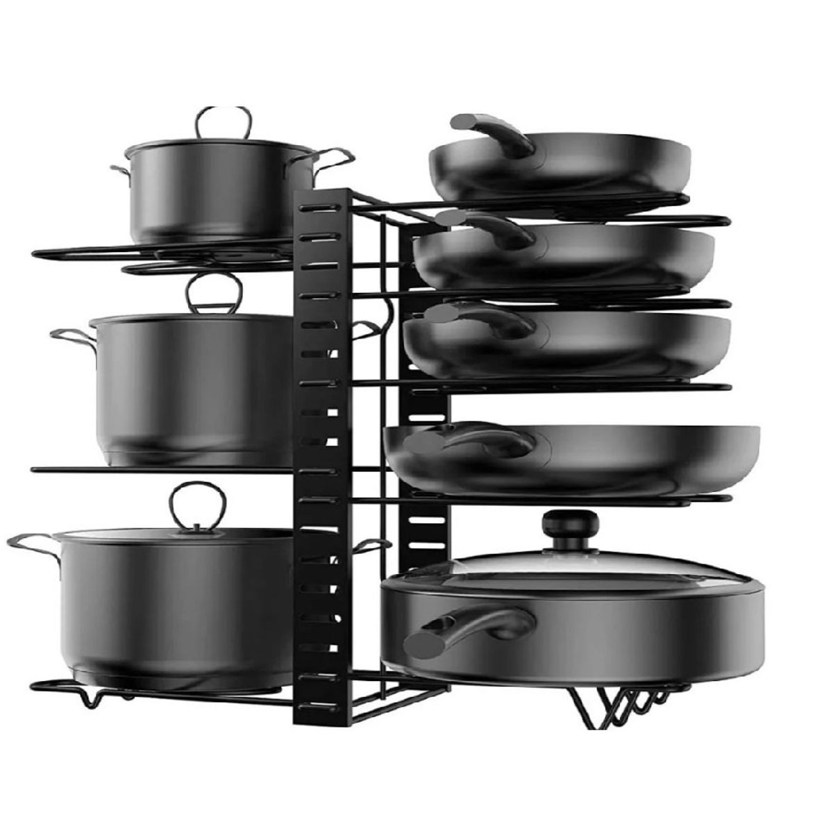 GENERICO - Organizador Estante Multiuso Cocina Platos Ollas 8 Niveles Negro