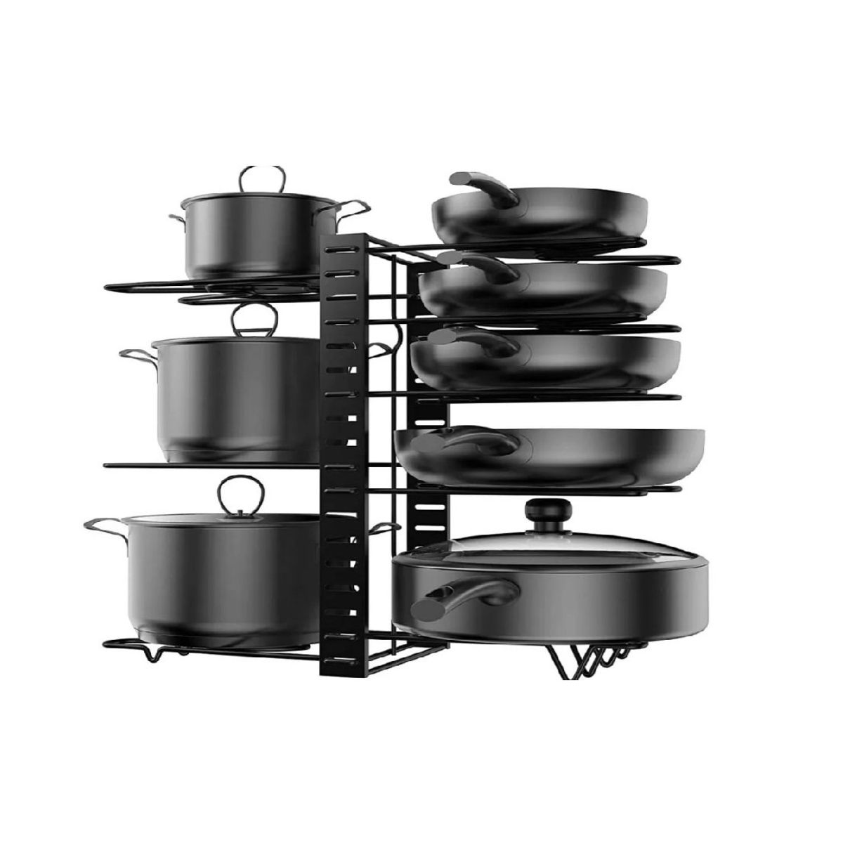 GENERICO - Organizador Estante Multiuso Cocina Platos Ollas 8 Niveles Negro