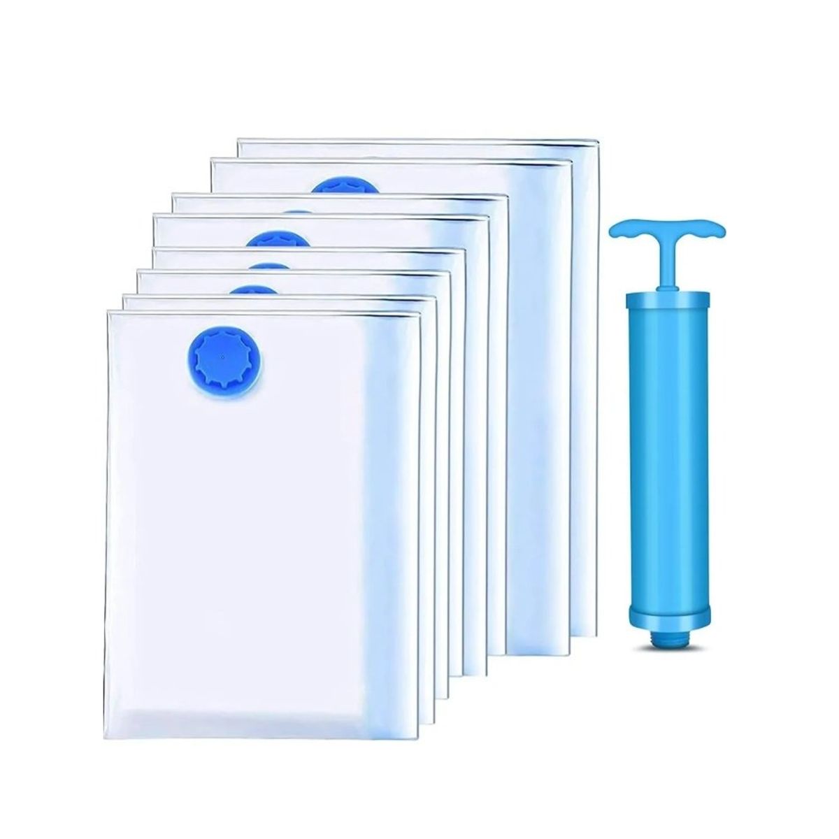 GENERICO - Kit 8 Unidad Bolsas Organizadoras Al Vacio Con Bomba Manual
