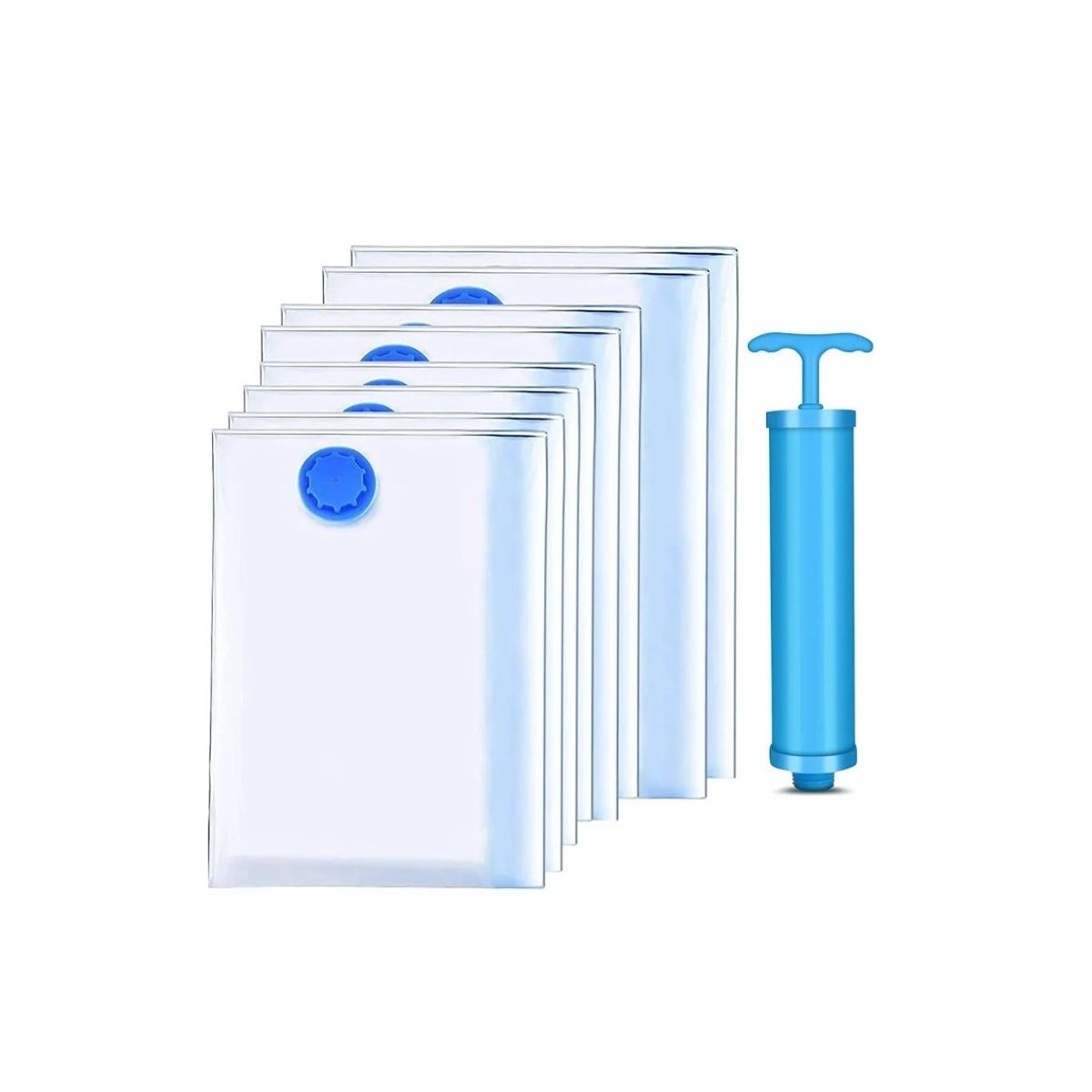 GENERICO - Kit 8 Unidad Bolsas Organizadoras Al Vacio Con Bomba Manual