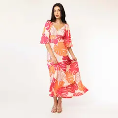 NATALIA SEGUEL - Vestido Magdalena Hojas Naranjo