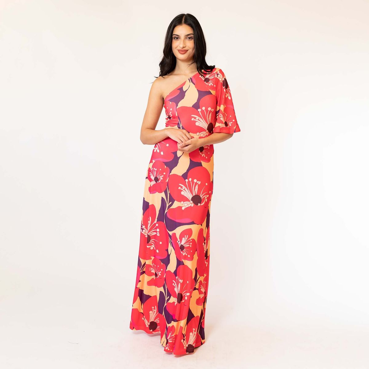 NATALIA SEGUEL - Vestido Ema Fucsia Flores Natalia Seguel