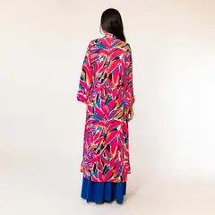 NATALIA SEGUEL - Kimono Largo Hojas Fucsia