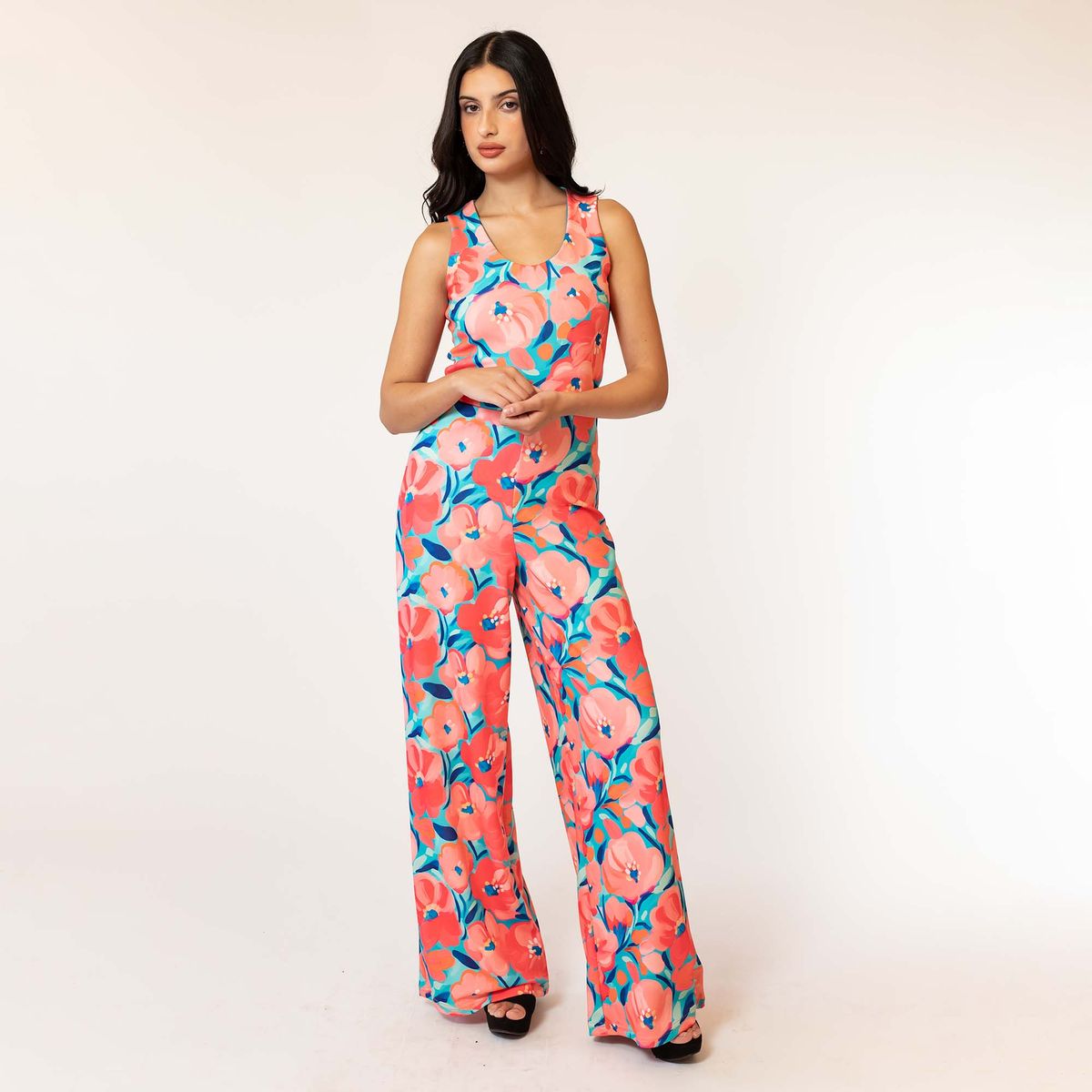 NATALIA SEGUEL - Enterito Cata Turquesa Flores Coral Natalia Seguel