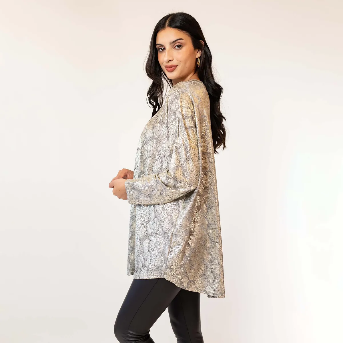 NATALIA SEGUEL - Sweater Maxi Daniela Plateado Natalia Seguel