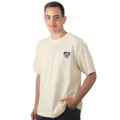 GATE ONE - Polera Manga Corta Crema Estampado Delantero y Trasero