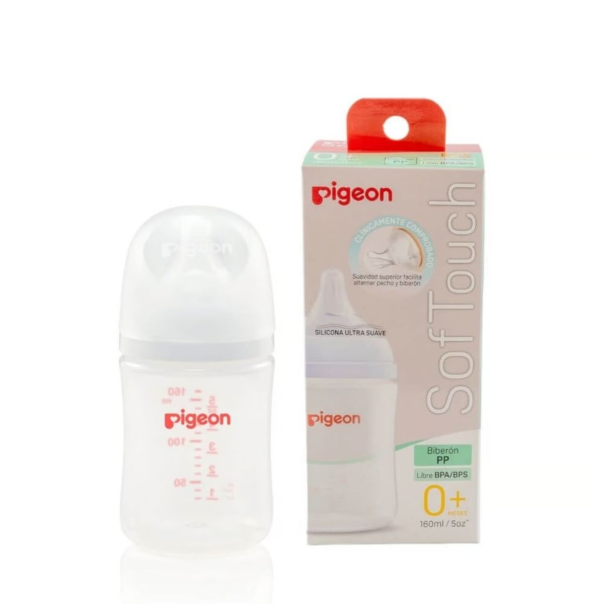 PIGEON - Mamadera Soft touch Pigeon Boca Ancha 0m+ 160ml