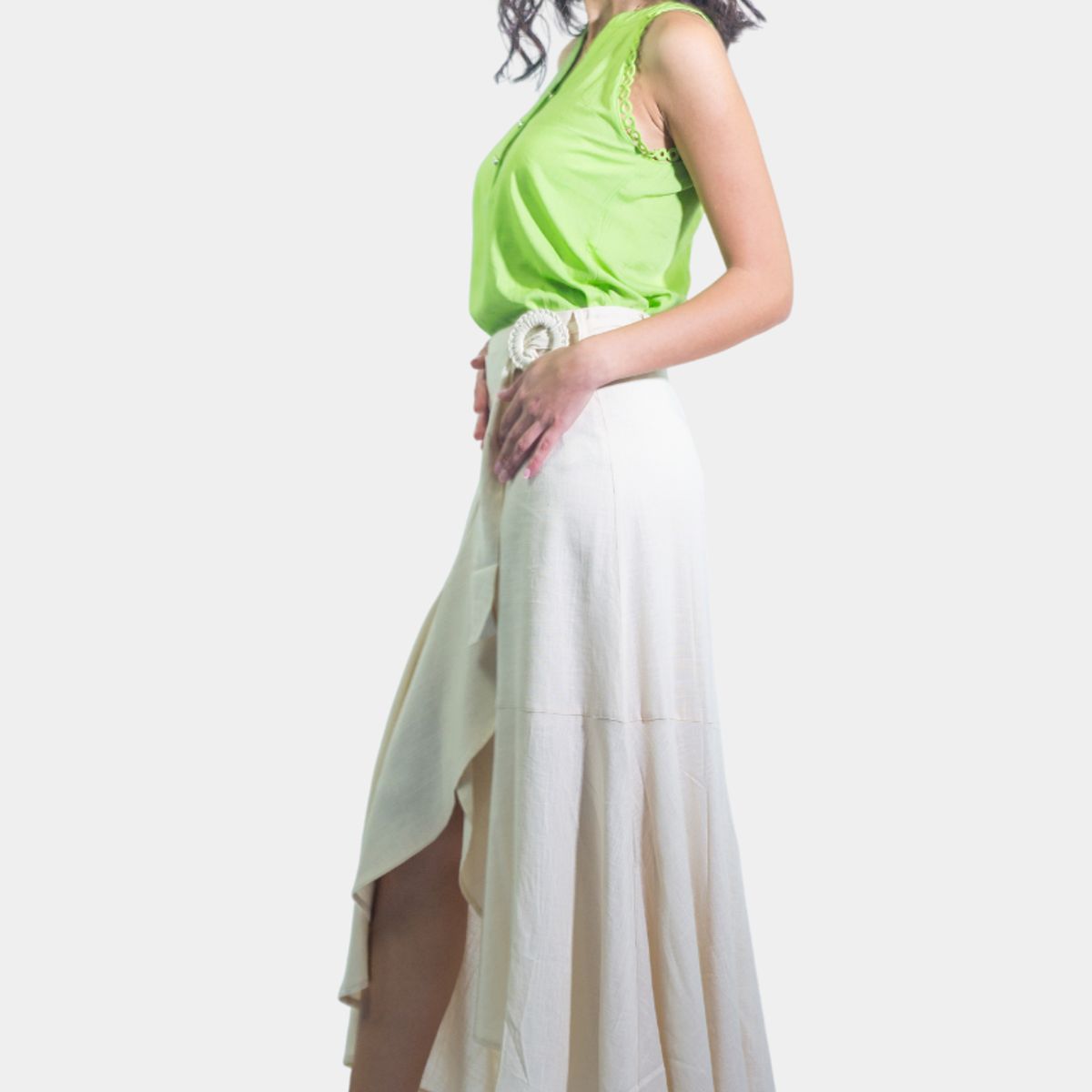 TENTATION - Falda Larga Cruzada Marfil Tentation