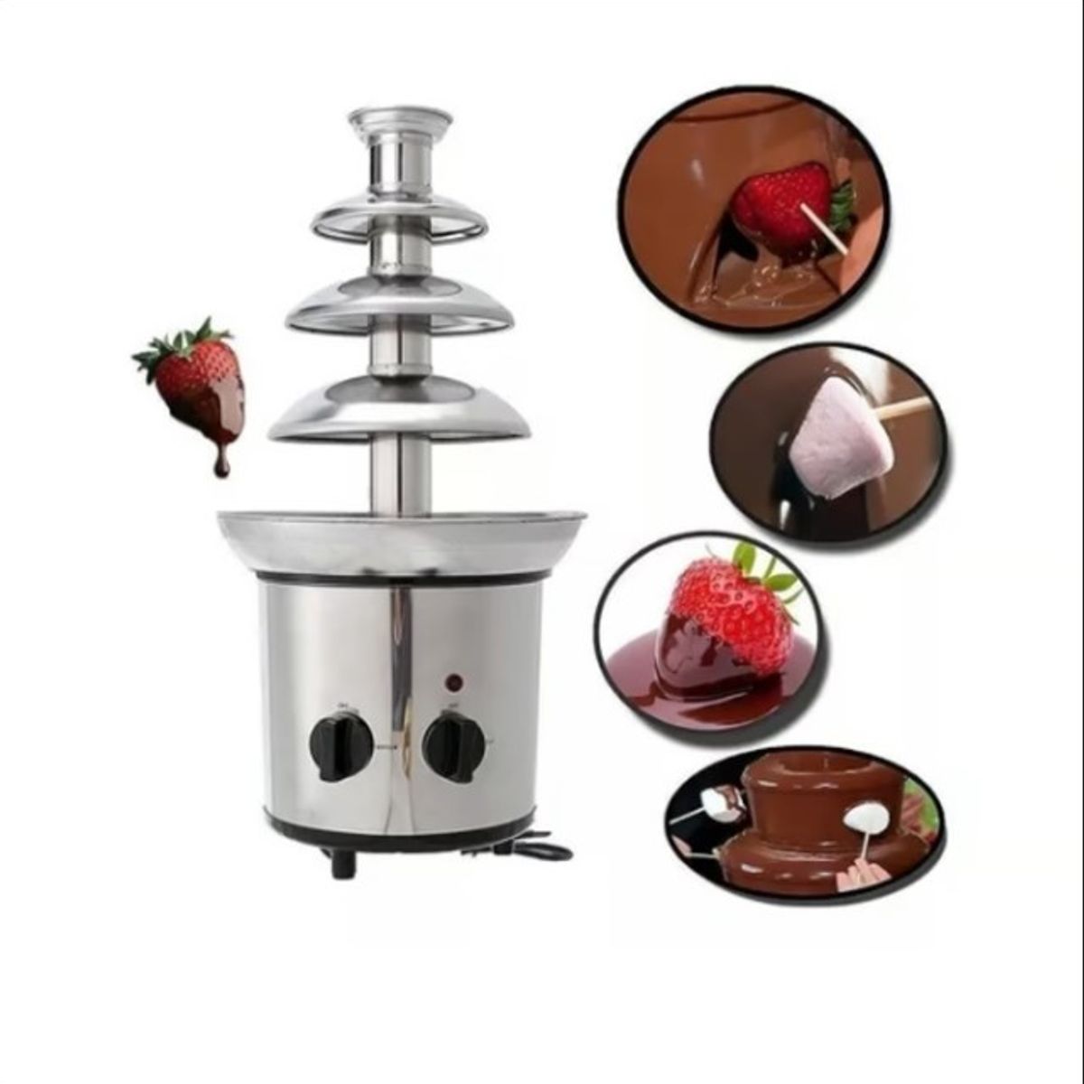 GENERICO - Cascada Fuente Chocolate Fondue4 Niveles Acero Inoxidable
