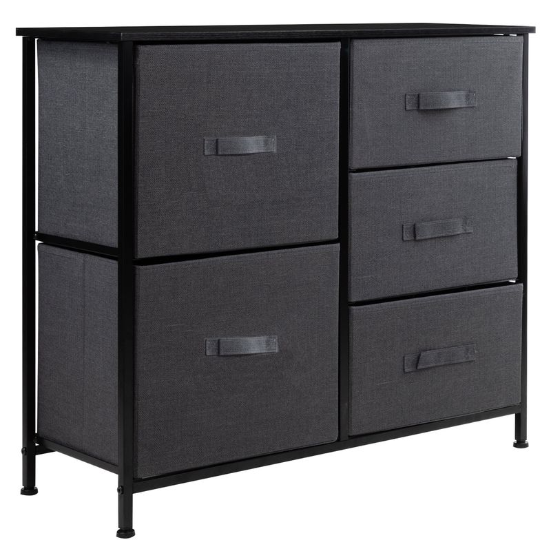 LUMAX - Cajonera Comoda 5 Cajones Organizador de Tela Negro
