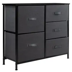 LUMAX - Cajonera Comoda 5 Cajones Organizador de Tela Negro