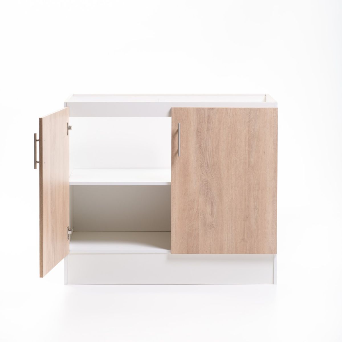MOBELTEK - Base de Cocina de 2 Puerta 100 cm Blanco Jerez