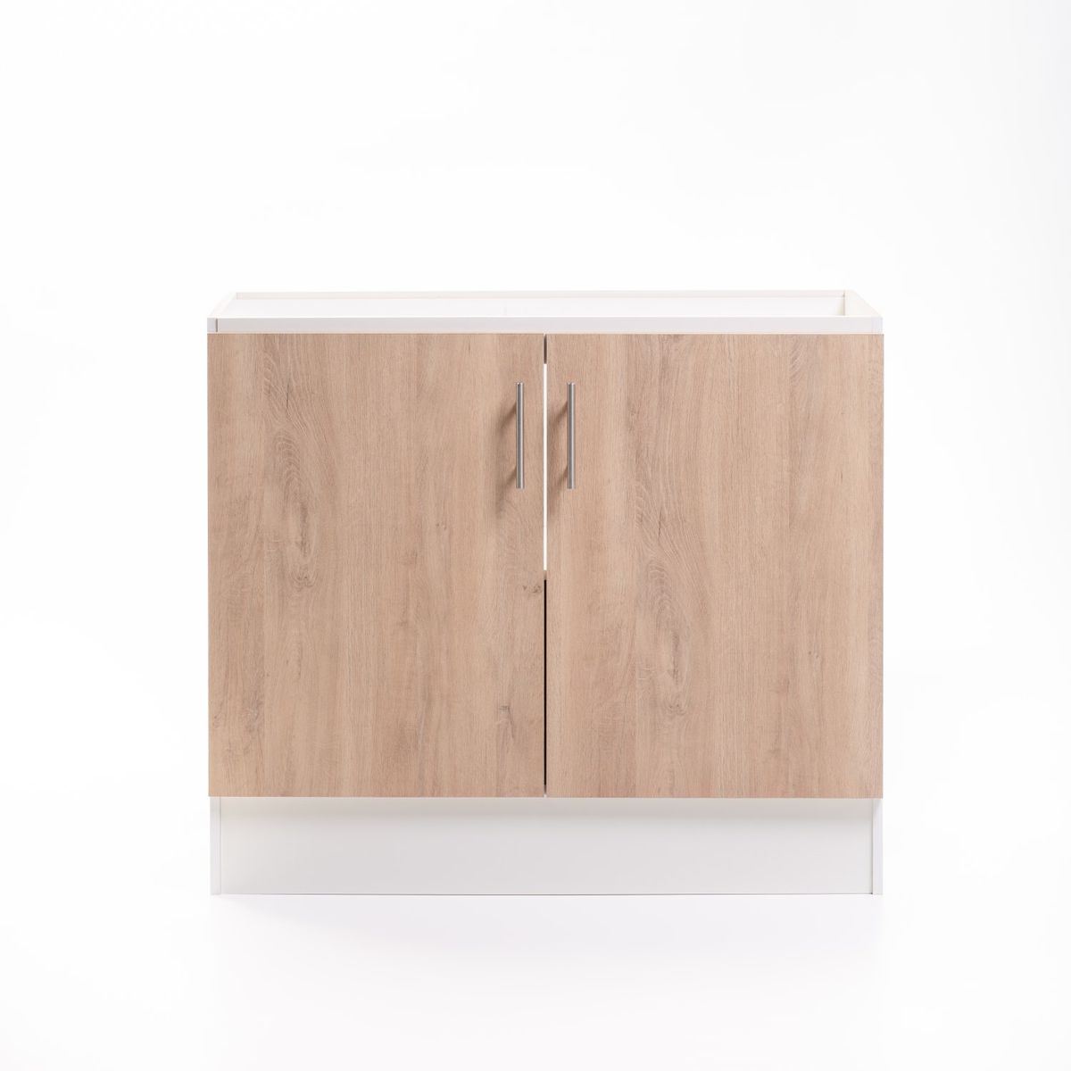 MOBELTEK - Base de Cocina de 2 Puerta 100 cm Blanco Jerez