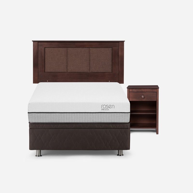 ROSEN - Boxet Pratta 1,5 Plazas + Respaldo Rachel y Velador Ferrara