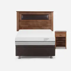 ROSEN - Boxet Pratta 1 Plaza 90x200 cm + Respaldo + Velador Ferrara