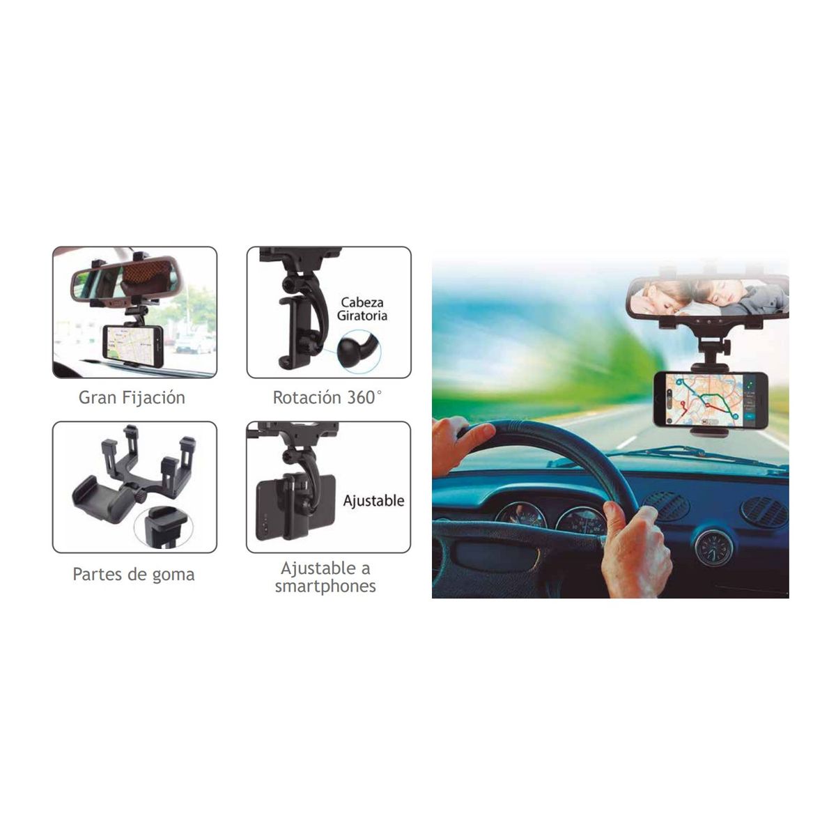 DBLUE - Porta Celular Espejo Retrovisor Autos - SC