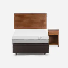 ROSEN - Boxet Pratta 1 Plaza 90x200 cm + Respaldo y Velador Tabor