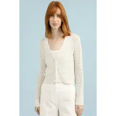 LIOLA - Cardigan Tejido Punto, Fantasia Lentejuelas, Crudo Liola.