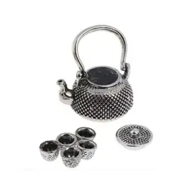 GENERICO - Set miniaturas 5 tazas y 1 tetera de te ( 0.1 a 2 cm)