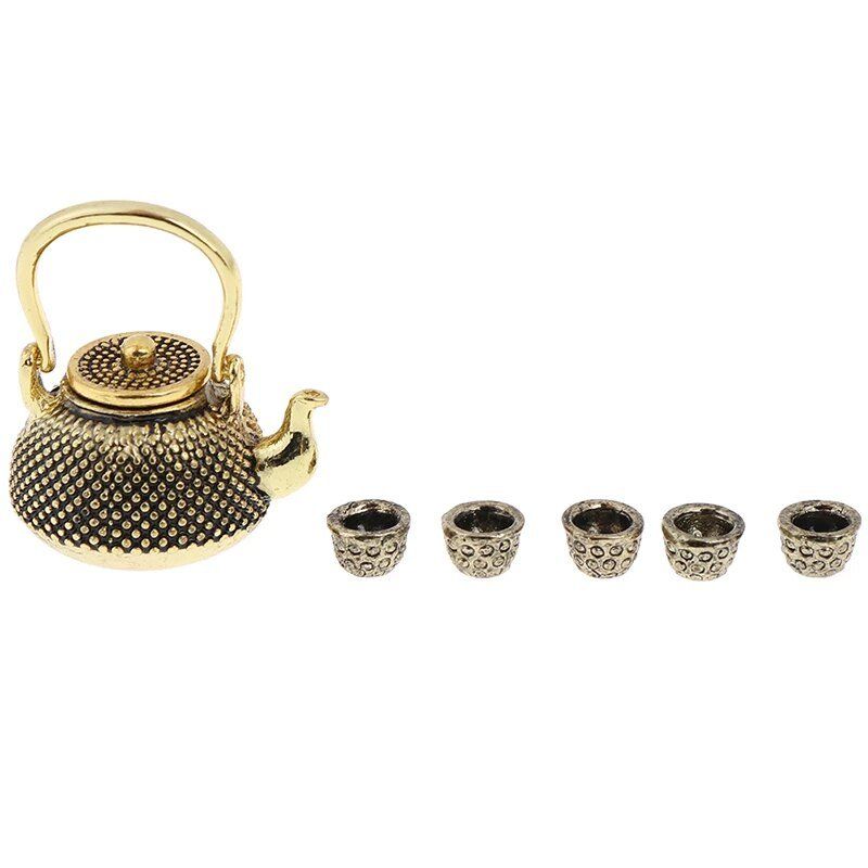 GENERICO - Set miniaturas 5 tazas y 1 tetera de te ( 0.1 a 2 cm)