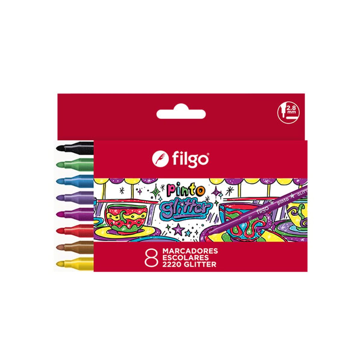 FILGO - Set 8 Marcadores Glitter Pinto