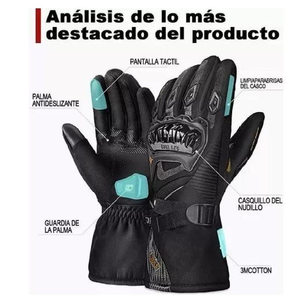 GENERICO - Guantes   Impermeable Para Motociclista Térmico Talla M