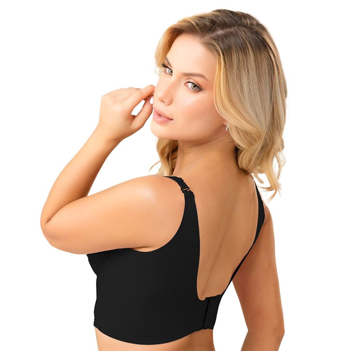 CAROL - Sostén Ama Espalda Tipo Chaleco Refuerzo bajo el brazo Negro - Negro