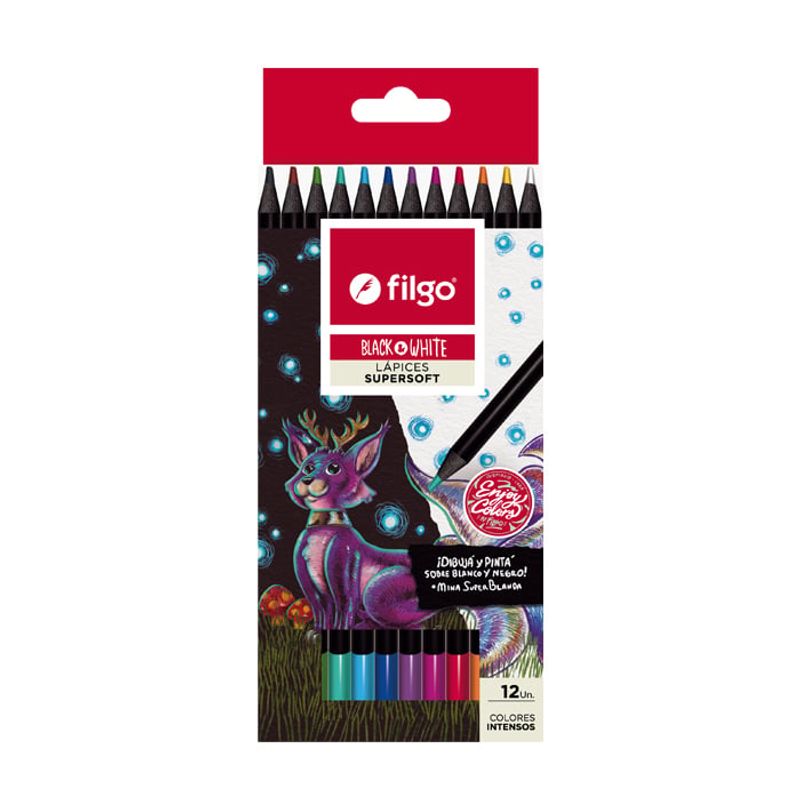 FILGO - Set 12 lápices de colores de madera SuperSoft
