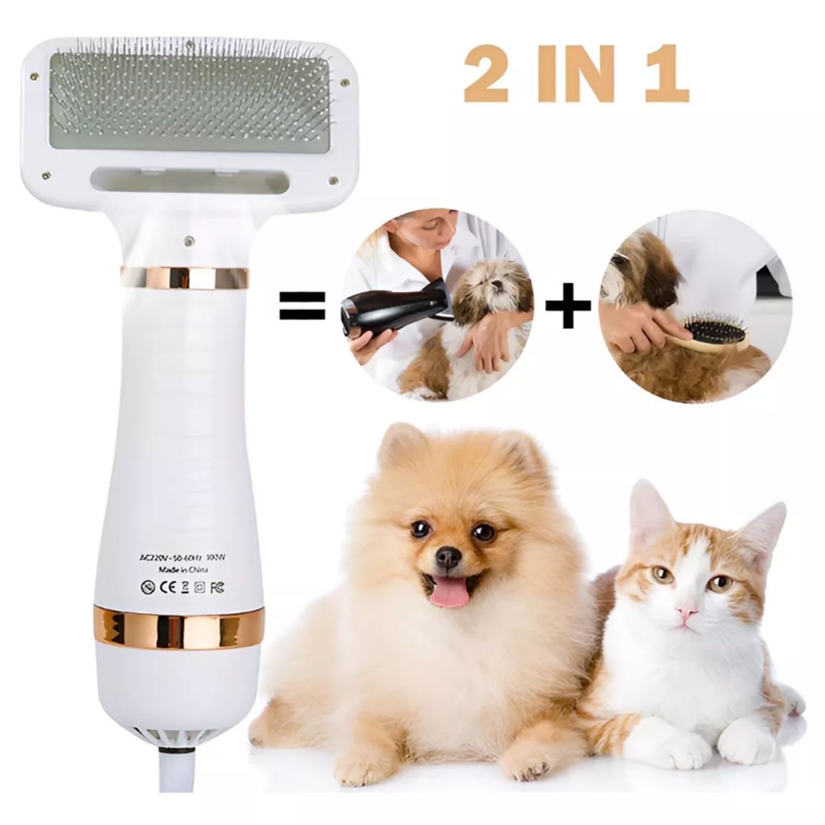 GENERICO - Cepillo Perros Peine Secador De Pelo 2 En 1 Gatos Mascotas