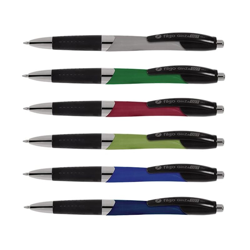 FILGO - Pack 10 Lápiz pasta tinta Negro retractil con grip