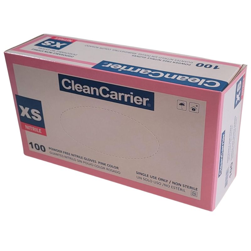 CLEANCARRIER - Guantes Nitrilo Rosado CleanCarrier 100 Un - Talla XS