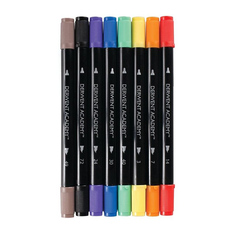 DERWENT - Marcadores Doble Punta Brush 8 Unidades Derwent Academy