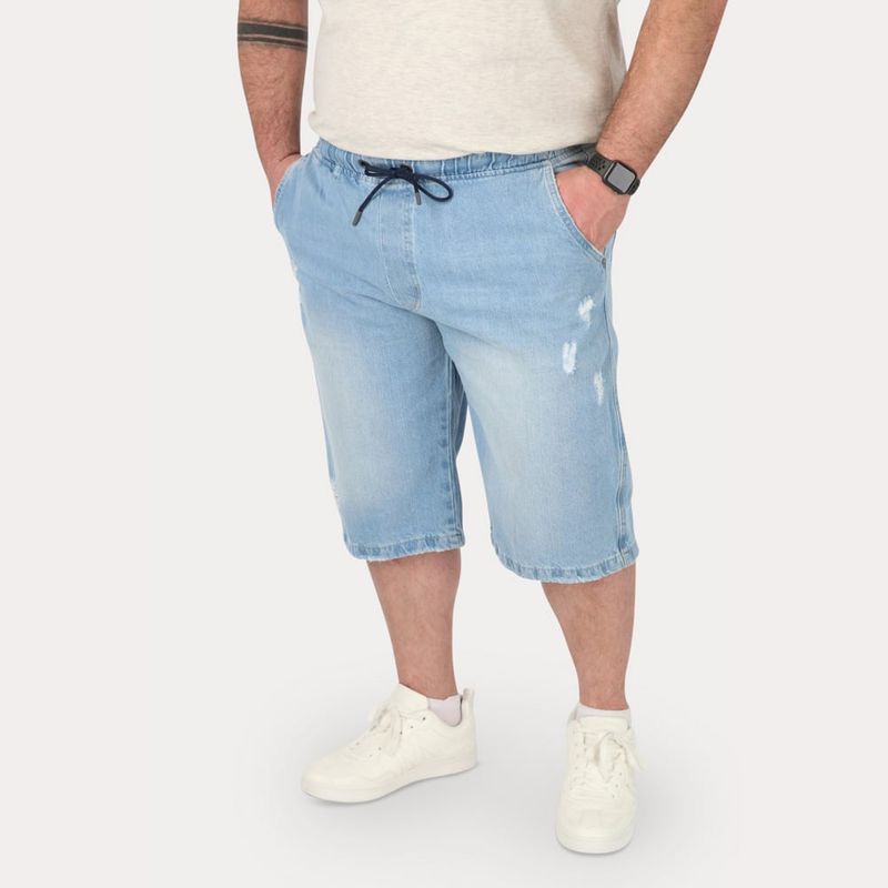 GANGSTER - Bermuda Denin Jeans Cuff Azul Gangster