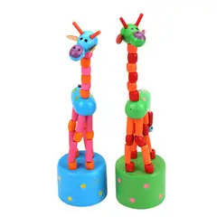 GENERICO - 2u Juguete Para Bebés Bloque Madera Girafa Mecedora Alambre