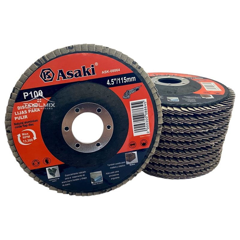 GENERICO - 10 Disco Flap Lija Traslapado Madera Hierro Grano100 4.5puLG