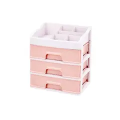 GENERICO - Organizador De Cosmeticos Maquillajes 3 Cajones Rosado
