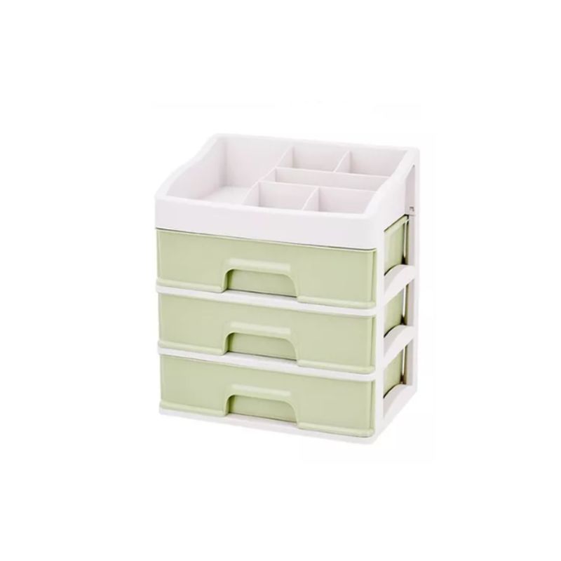 GENERICO - Organizador De Cosmeticos Maquillajes 3 Cajones VERDE