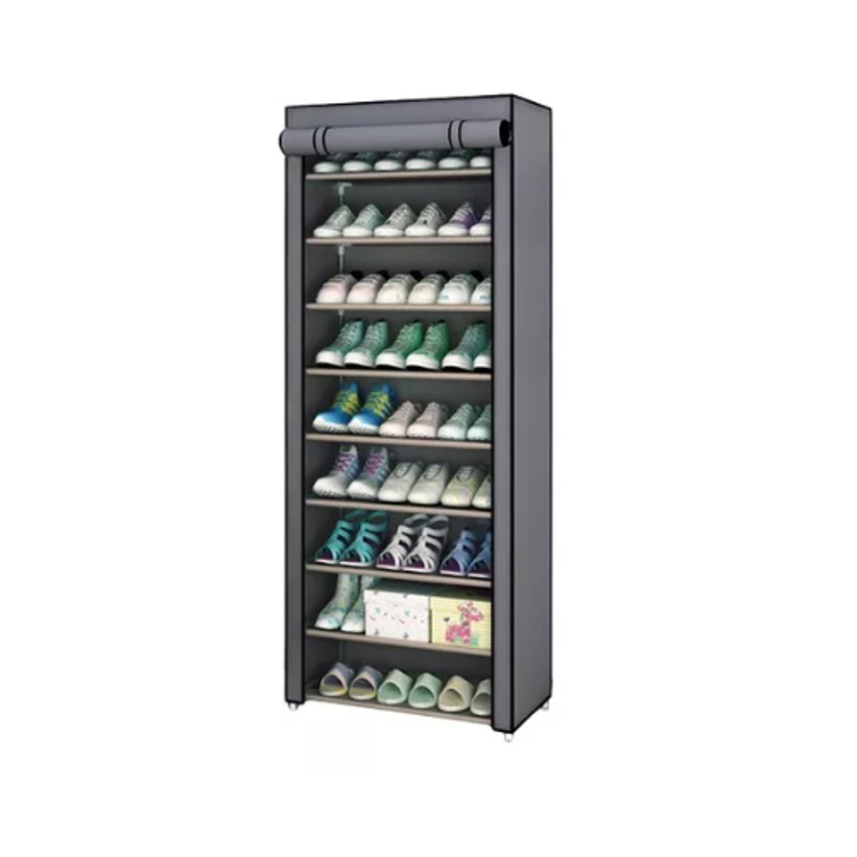 GENERICO - Zapatero 9 Pisos Armable Organizador Con Funda 30 Pares NEGRO