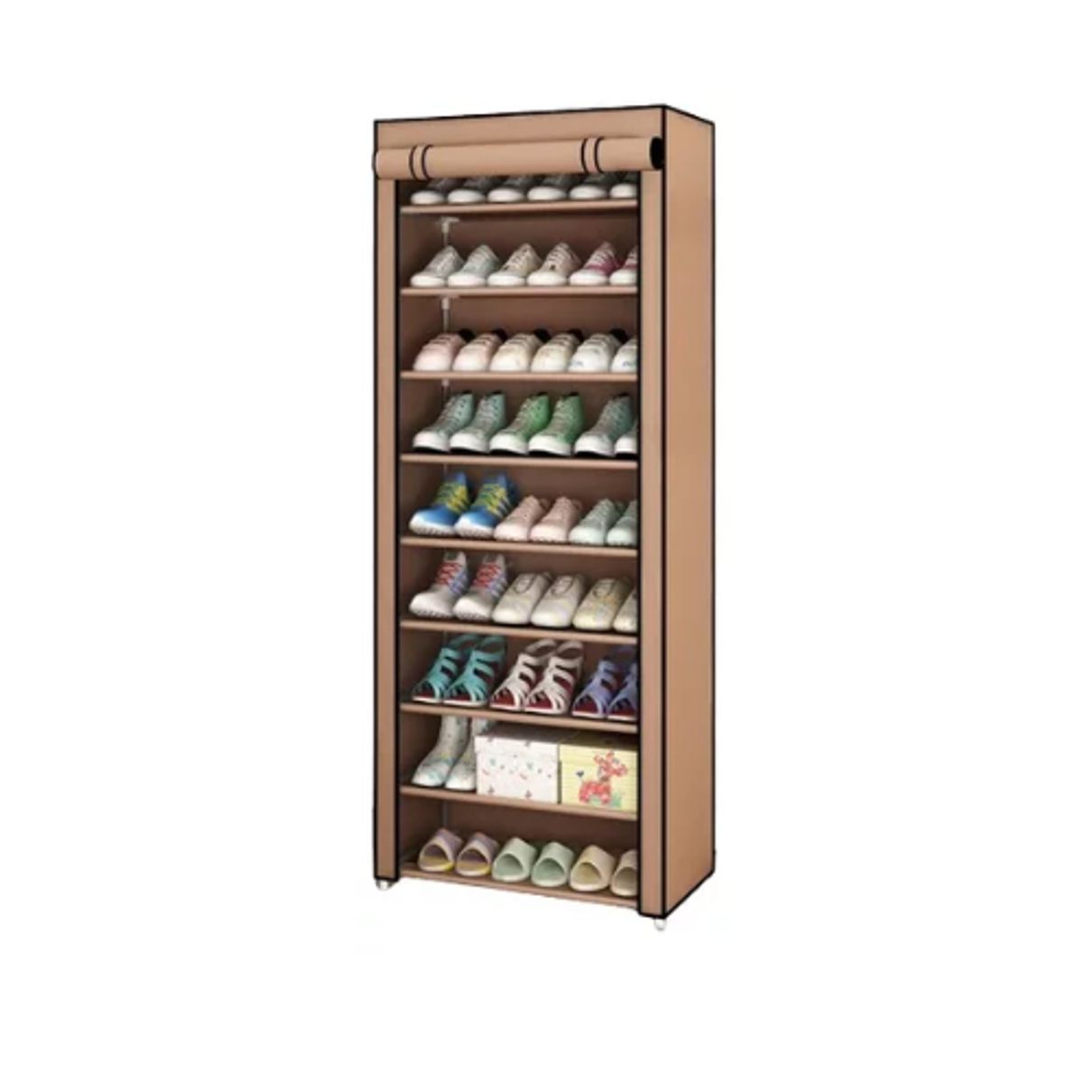 GENERICO - Zapatero 9 Pisos Armable Organizador Con Funda 30 Pares CAFE