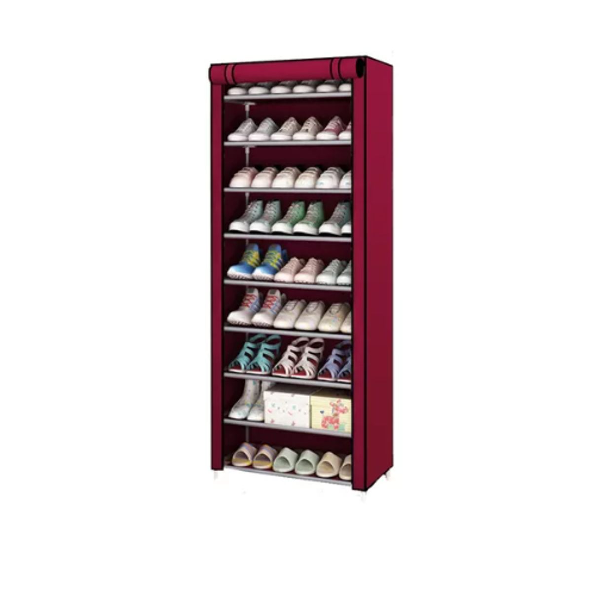 GENERICO - Zapatero 9 Pisos Armable Organizador Con Funda 30 Pares BURDEO