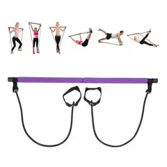 GENERICO - Barra Pilates Con Banda Elásticas Color Morado