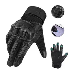 GENERICO - Guantes De Cuero Táctil Para Motocicleta Talla L