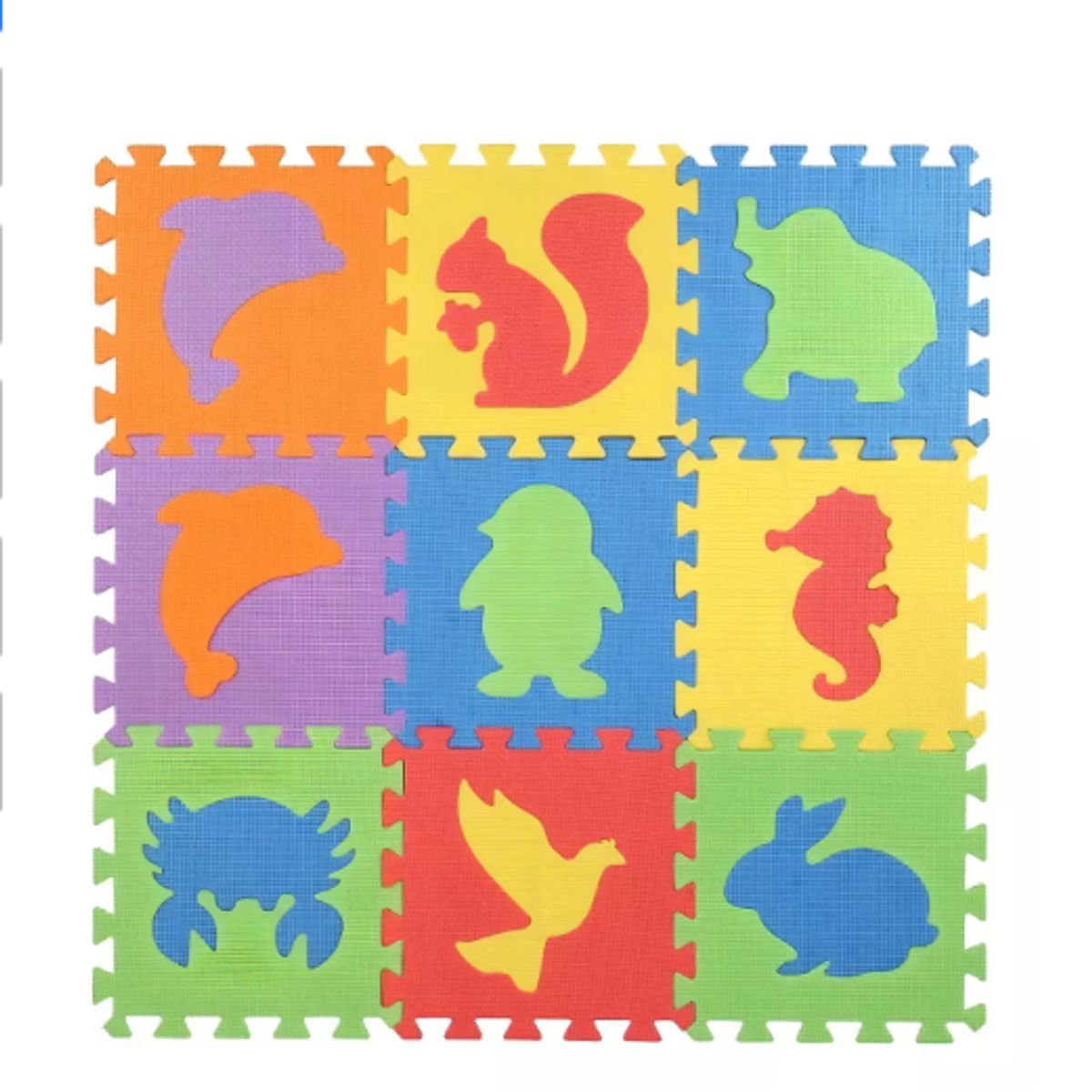 GENERICO - Alfombra Goma Eva Set 10 Cuadros Animales 30x30 Bebes Niños