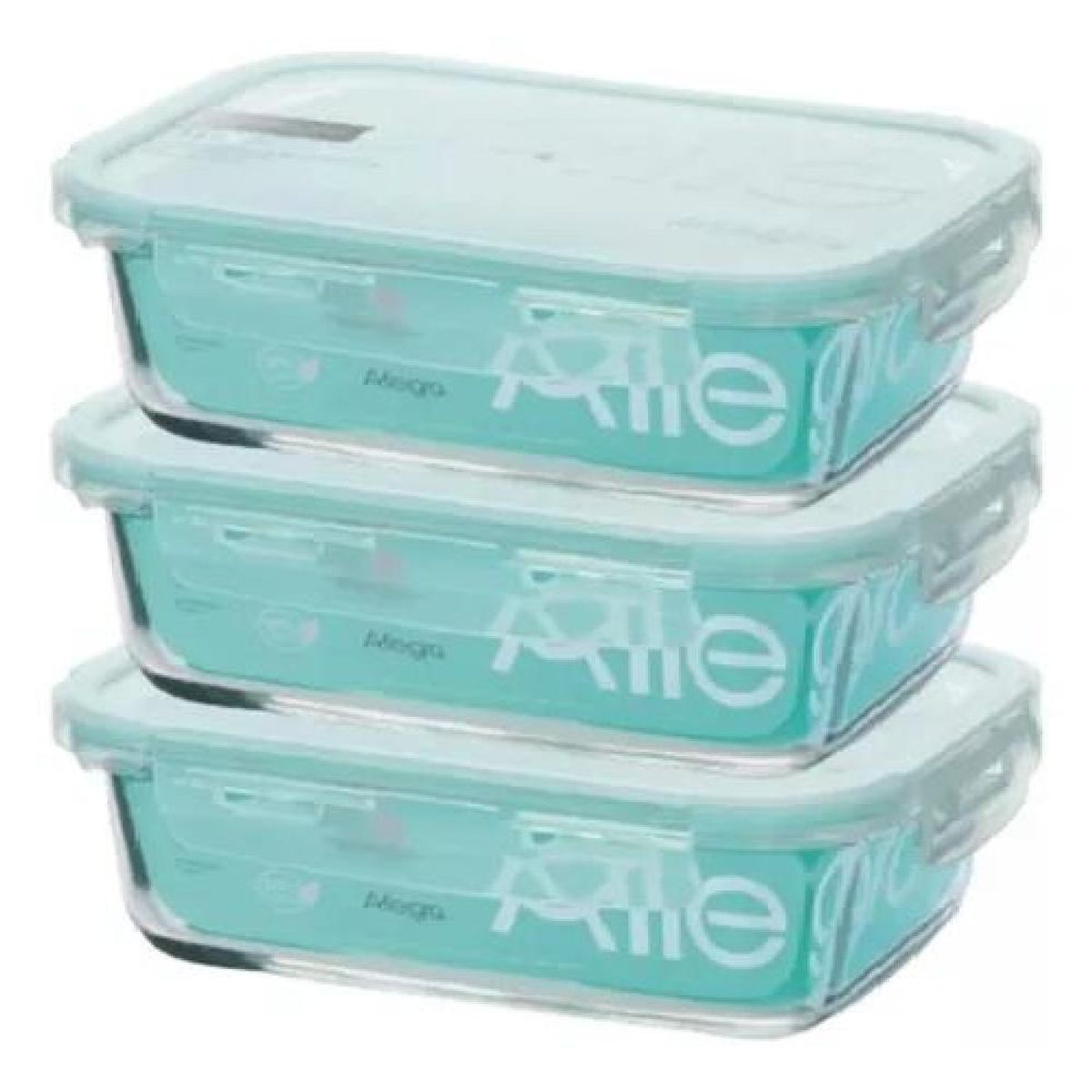 GENERICO - Pack 3 Taper Tupper Hermético Vidrio 1500ml AColor Transparente