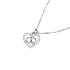 GENERICO - Collar de plata 925 "Corazón anillos entrelazados"