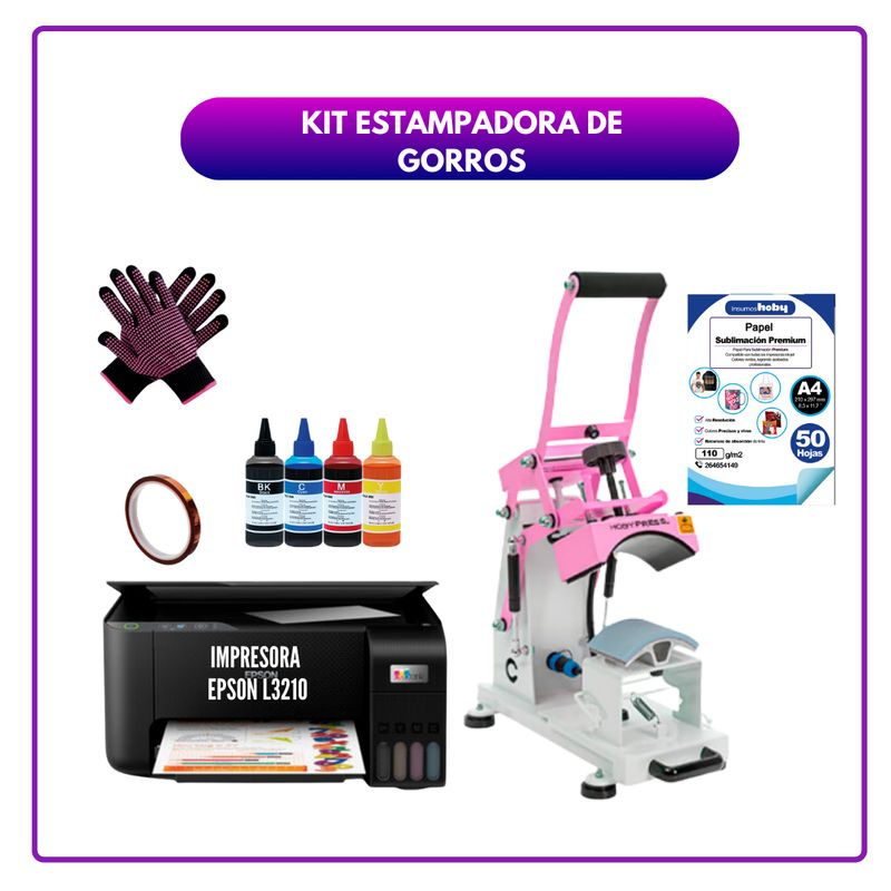 GENERICO - Estampadora Profesional de gorro HOBY PRESS + Impresora 013 OCM