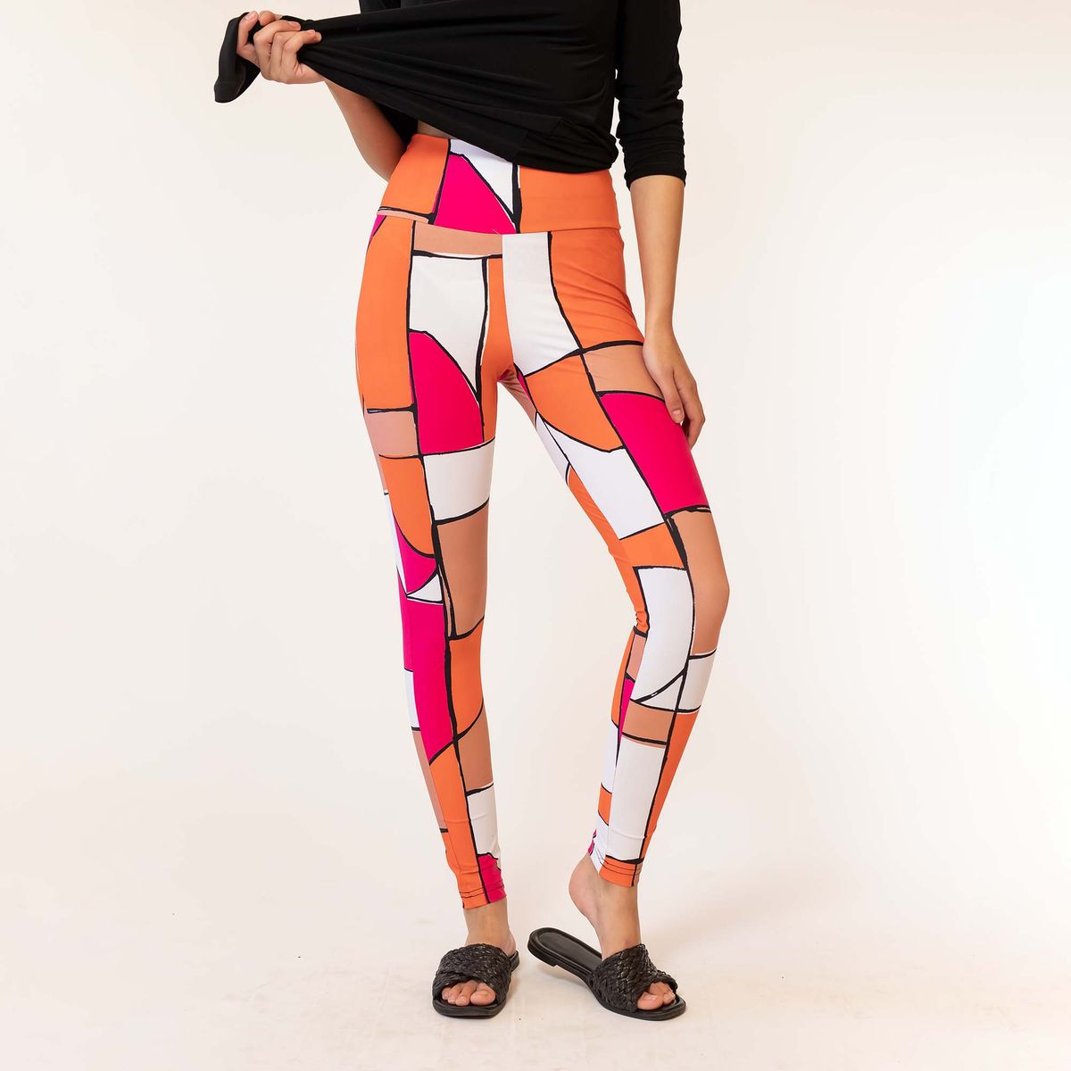 NATALIA SEGUEL - Calza Geometrico Naranjo Fucsia Natalia Seguel